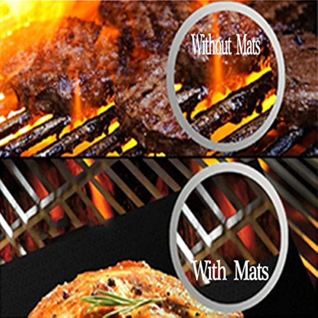 QH7 BBQ Mats,BBQ Cooking Mat Non Stick Barbecue Baking Mats for Charcoal, Gas or Electric Grill - Heat Resistant,Barbeque Grill Mats Reusable and Easy to Clean, FDA Aproved ((180X40) CM)