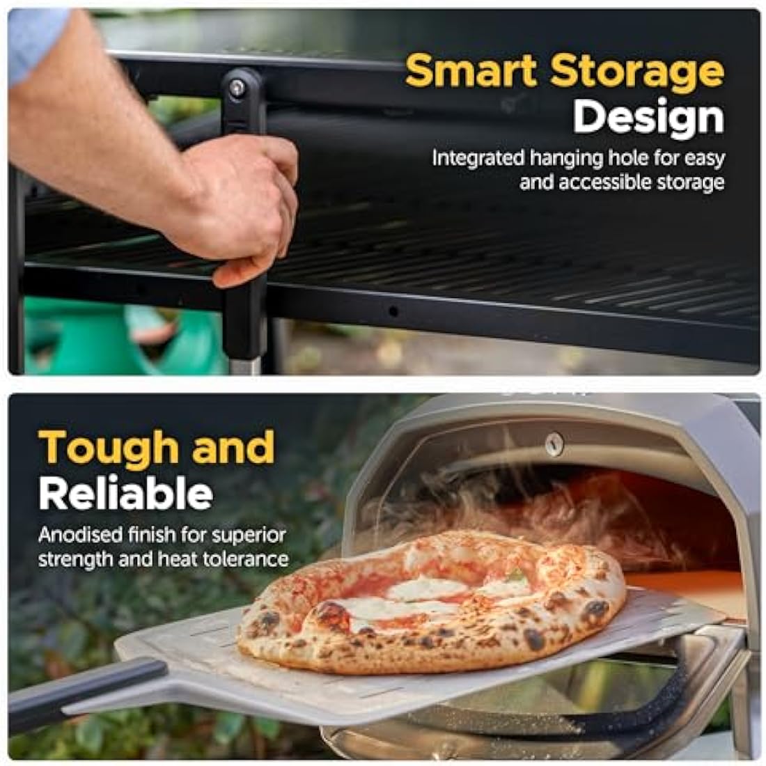 Ooni 14” Perforated Pizza Peel – Long Handle Perforated Aluminium Pizza Paddle – Lightweight Pizza Turning Peel Outdoor Pizza Oven Accessories