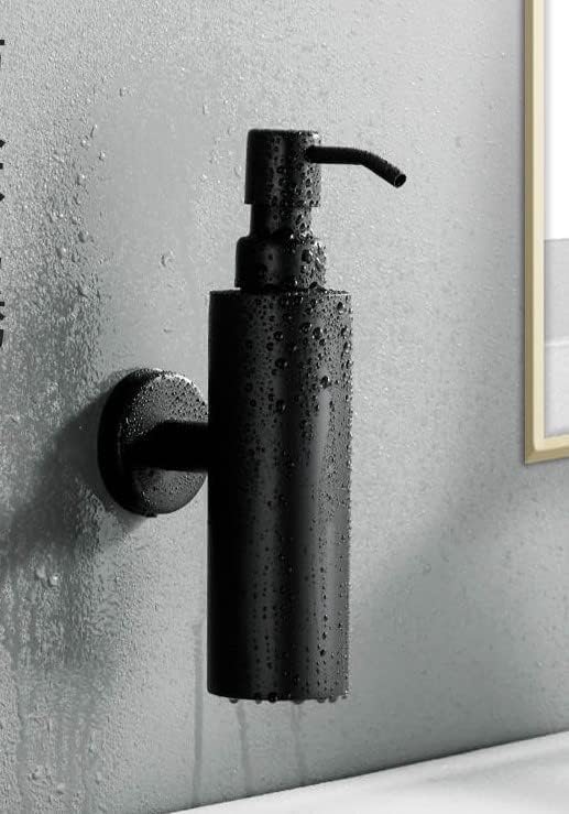 Black Soap Dispenser Wall Mounted Liquid Pump, Steel Matte Black Round Push Hand Soap Holder Dispenser Lotion | Modern, Strong Design Soap Pump