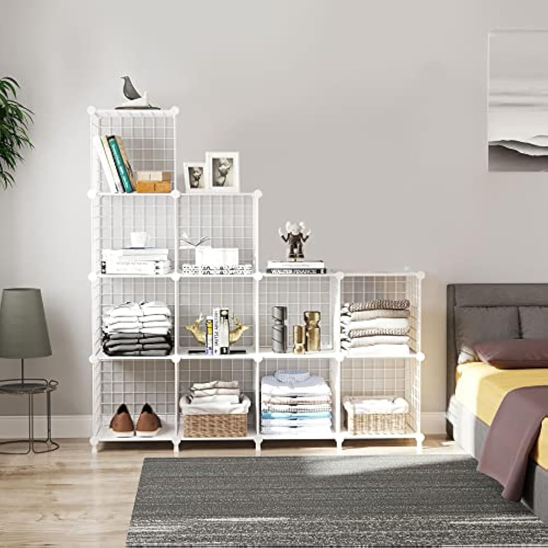 AWTATOS Cube Storage Unit, 12 Cube Wire Storage Shelves, Multifunctional DIY bookcases and Shelving Units Perfect for Office/Livingroom/kitchen/Bathroom, White USCIH12WE