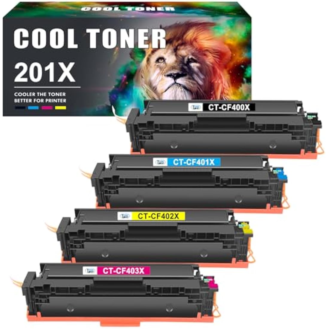 Cool Toner Compatible for HP M277dw Toner 201X 201A Color LaserJet Pro MFP M252dw M277n M277c6 M274n M252n CF400X CF401X CF402X CF403X (Black Cyan Yellow Magenta 4-Pack)