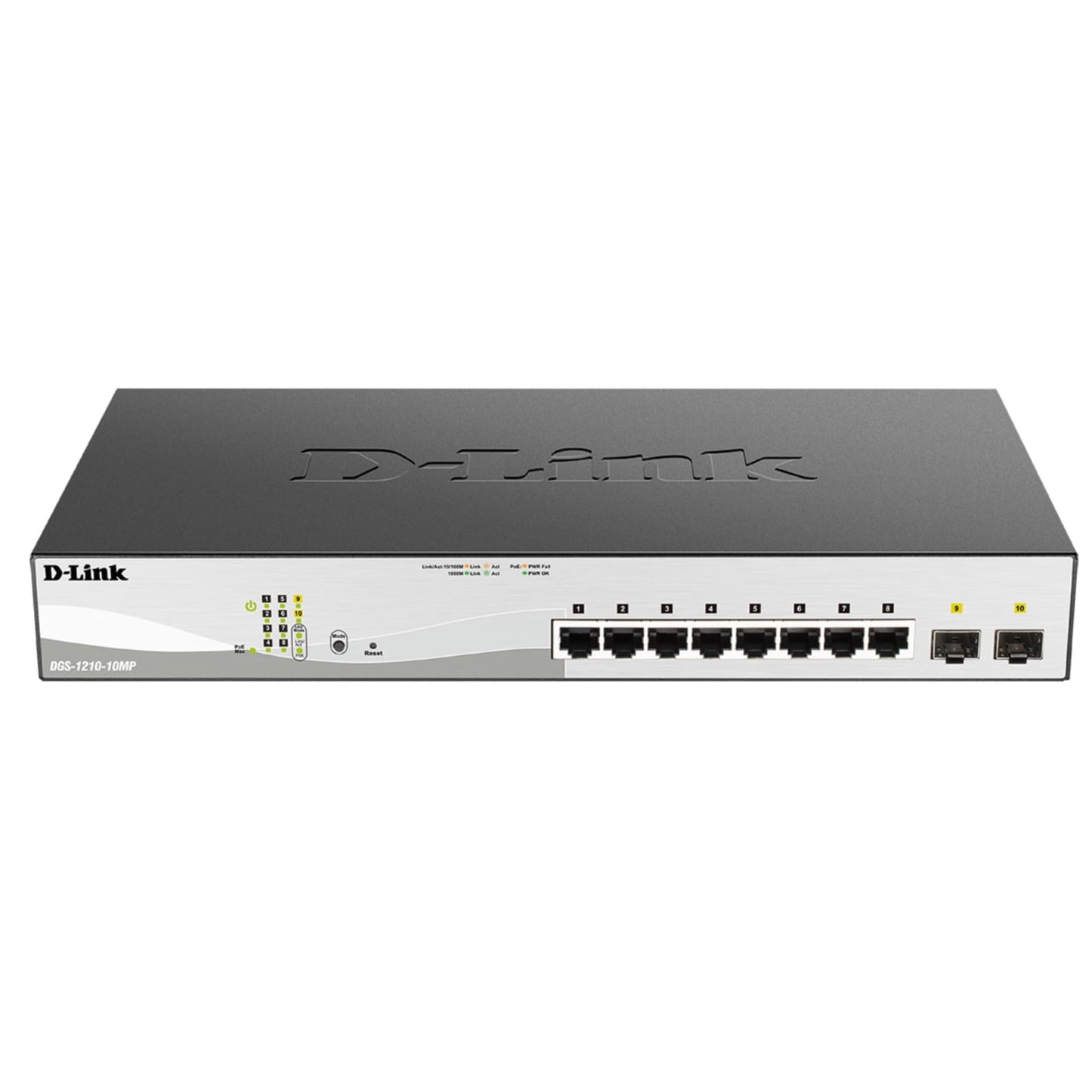 D-Link DGS-1210-10MP 10-Port Gigabit Smart Managed PoE Switch with 2 Gigabit SFP Ports, 130 W Power Budget, Enhanced L2 Switching and Security