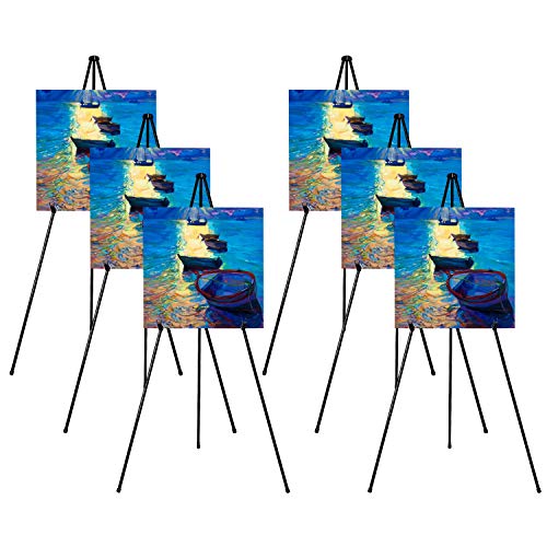 Mutualsign Art Easel, Folding Tripod Easel, Portable Floor Stand Easel, Lightweight Metal Adjustable Display Easel, Collapsible Easel for Trade
