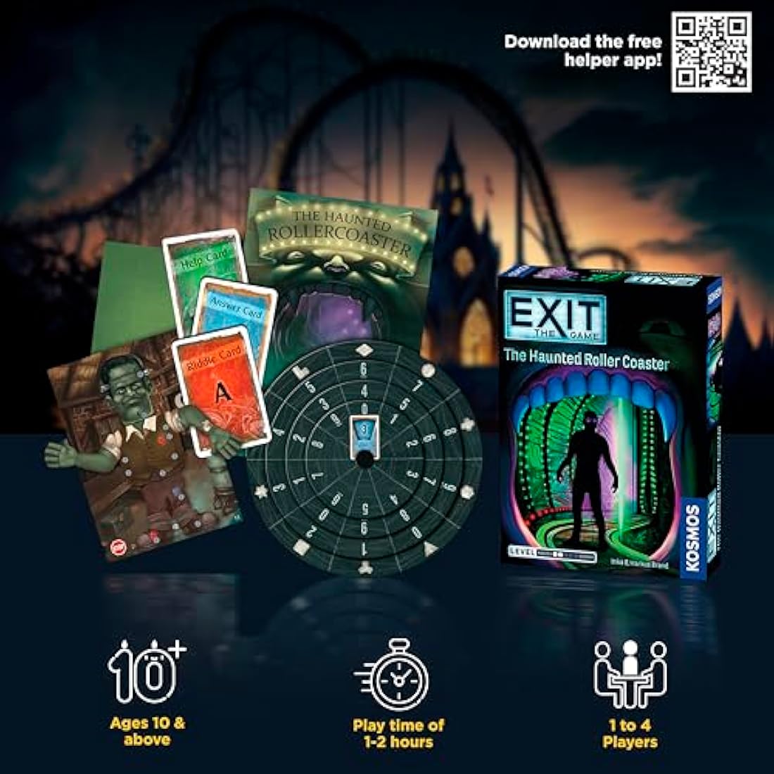Thames & Kosmos - EXIT: The Haunted Roller Coaster - Level: 2/5 - Unique Escape Room Game - 1-4 Players - Puzzle Solving Strategy Board Games for Adults & Kids, Ages 10+ - 697907