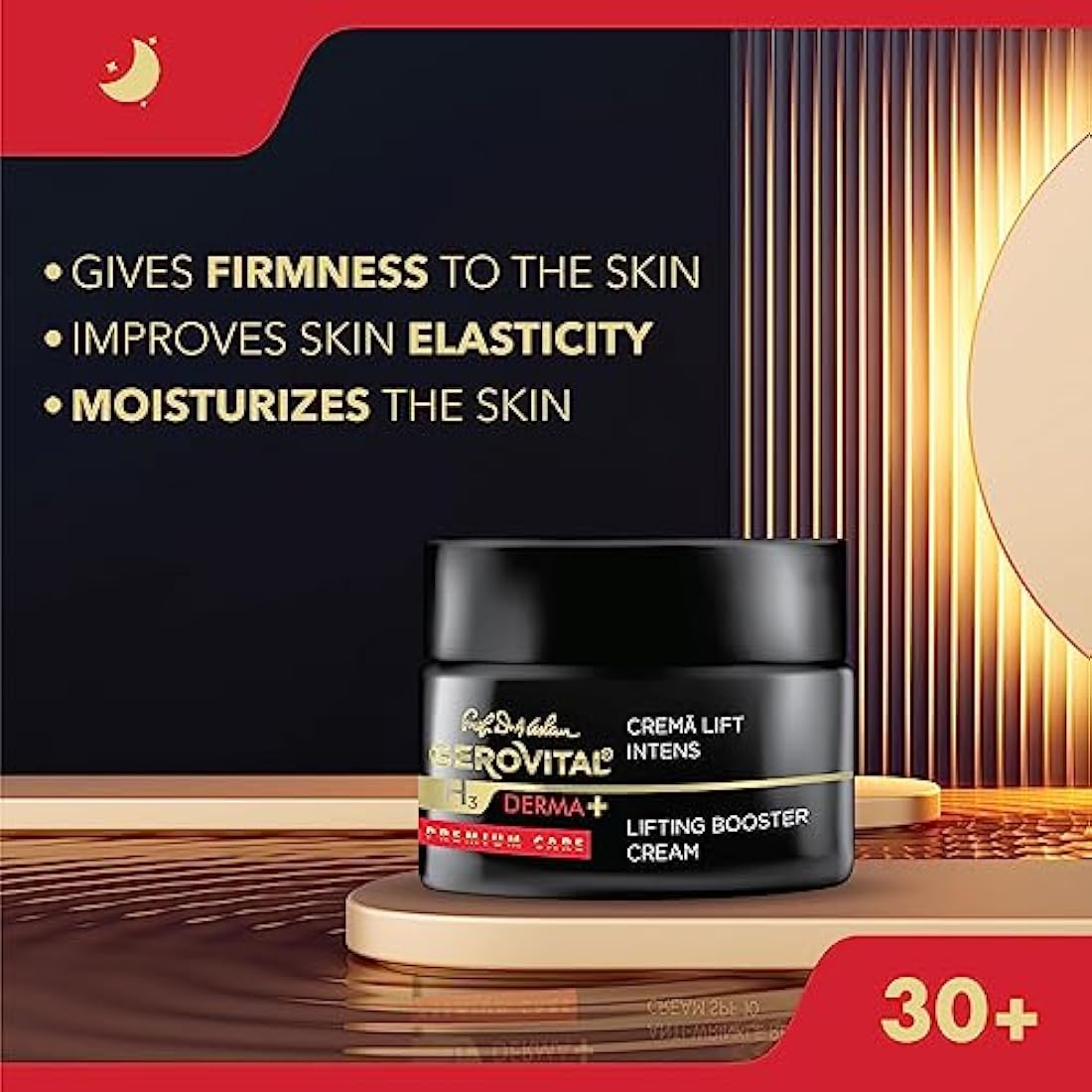 Gerovital H3 Derma+ Premium Care Intensive Lifting Night Face Cream – Moisturizing, Firms & Improves Skin Elasticity, 50ml