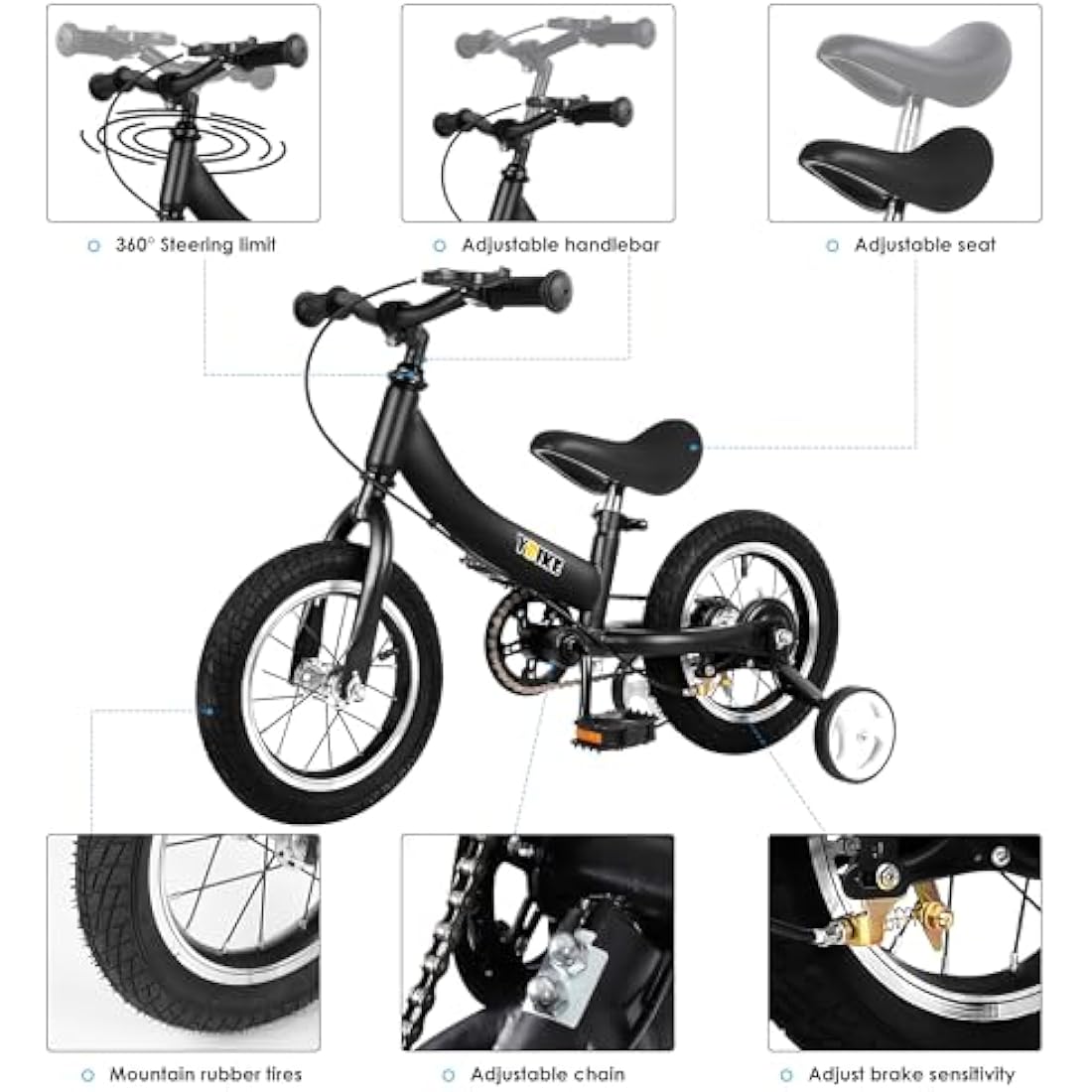 YBIKE Balance Bike 2 in 1,The Dual Use of a kids' Balance Bikes and Kids Bike, for 2 3 4 5 6 7 Years Old -12 14 16 Inches with Training Theory, Brake, Pedal