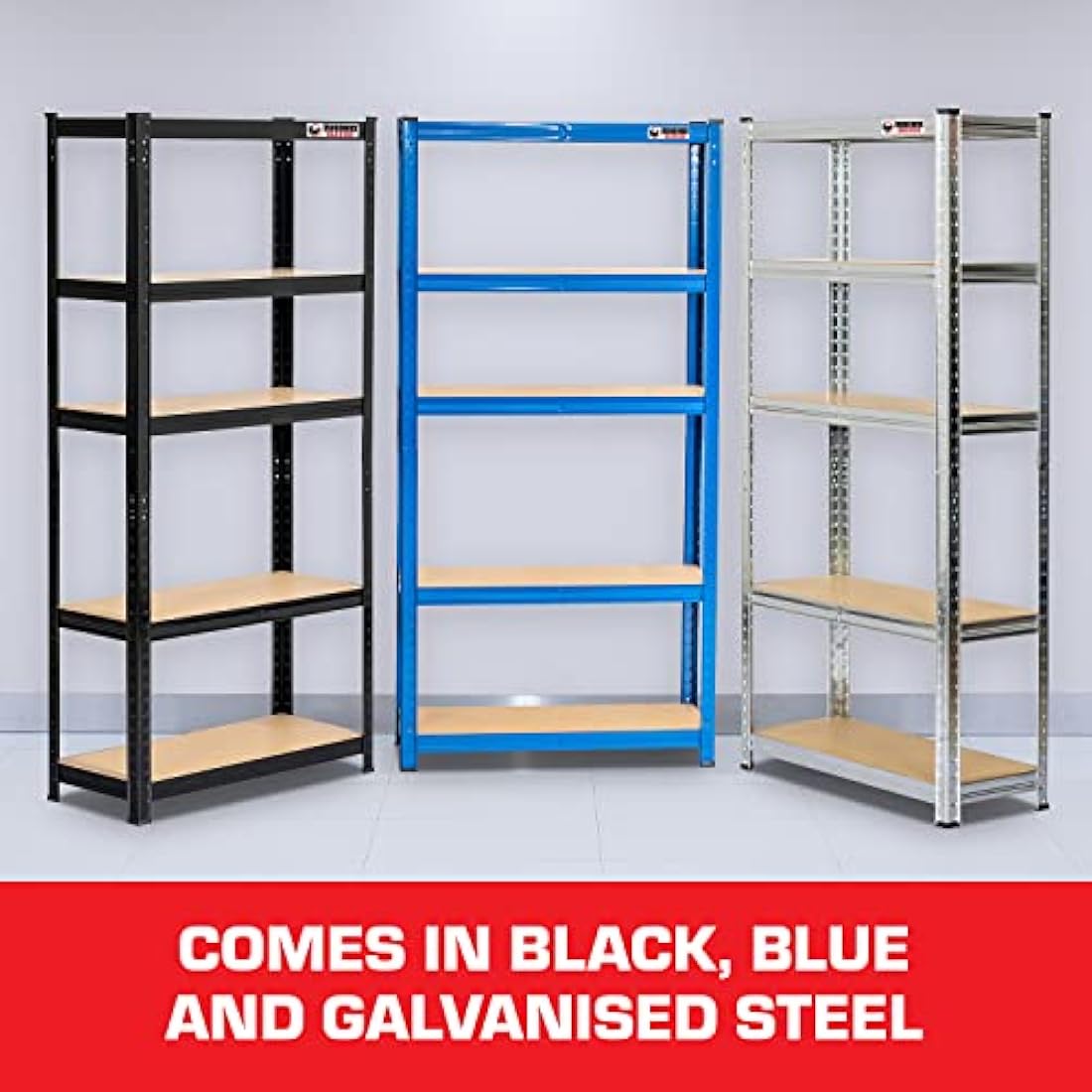 Rhino Racking - 2 Bays - 5 Tier Heavy-Duty Industrial Storage Shelves - Blue - 180x90x45cm
