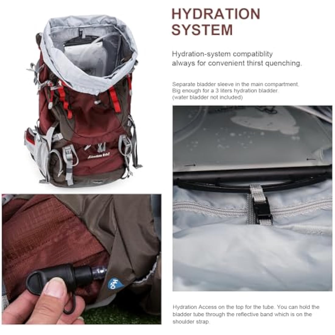 MOUNTAINTOP Hiking Backpack 80L Waterproof Mountaineering Backpack Large Camping Trekking Rucksack Multifunctional Climbing with Rain Cover