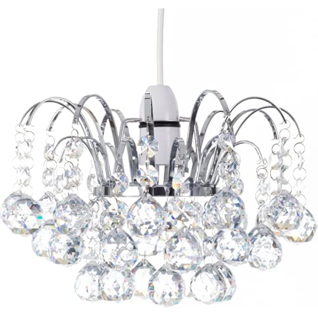 Klass Home K9 Crystal Faceted Oriel Light Shade | Crystal Chandelier | Ceiling Light Shade | Lamp Shade | Chandeliers Ceiling Light | Chrome Finish Pendant Light Shade for Living Room Bedroom Kitchen