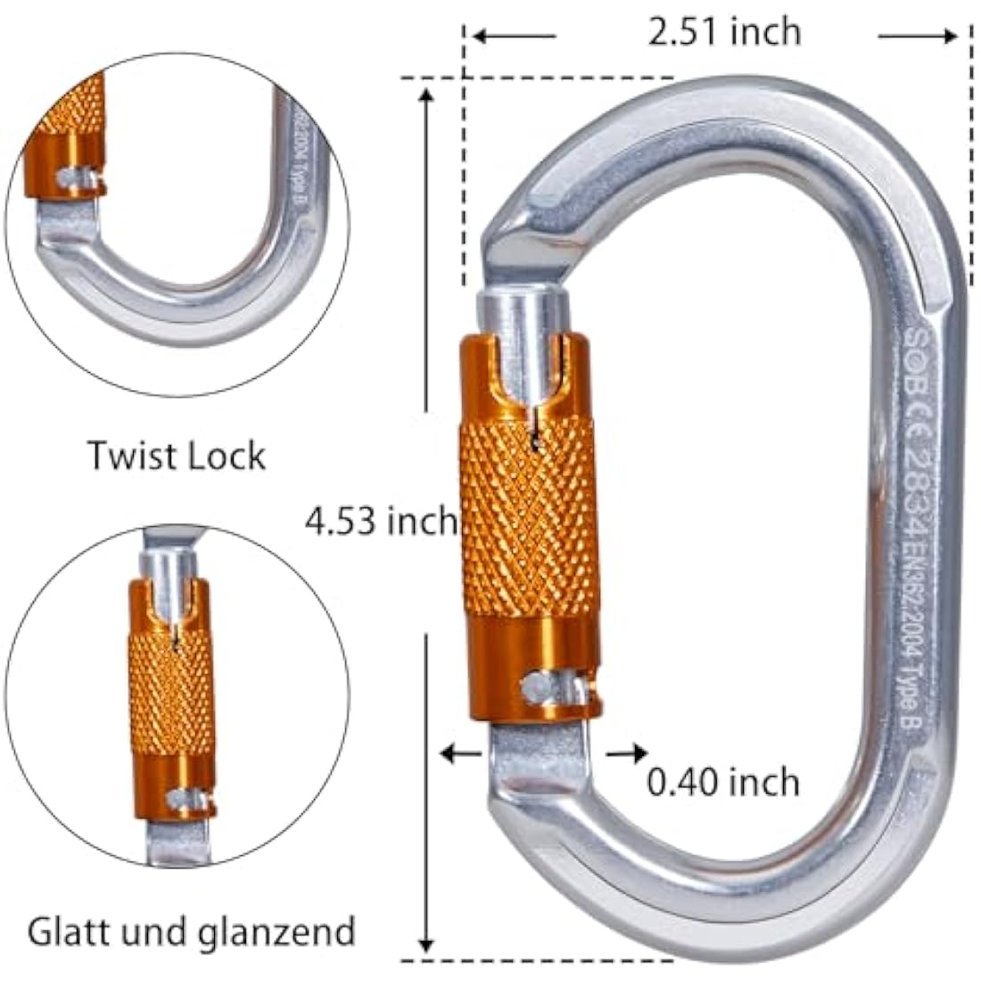 Climbing Carabiners, Auto Locking Carabiner Clips Heavy Duty for Rock Climbing, Camping, Dog Leash, Hammock, Swing, Water Bottle