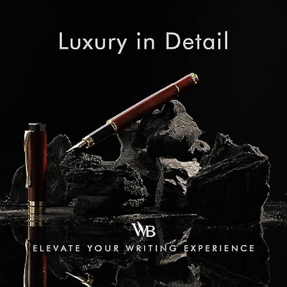 Wordsworth & Black Fountain Pen Set, Luxury Bamboo Wood - Medium Nib, Gift Case; Includes 6 Ink Cartridges, Ink Refill Converter -Journaling, Calligraphy; Drawing, Smooth Writing [Rosewood]