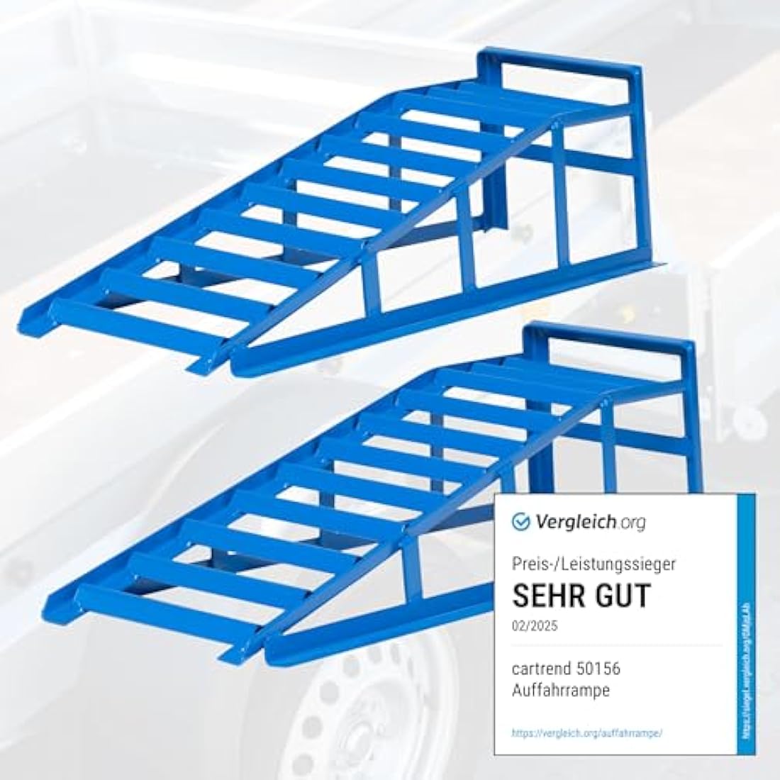 Cartrend Access ramp kit, extra sturdy and wide, load 1.6 tons per each pair, tire distance up to 225 mm, Blue
