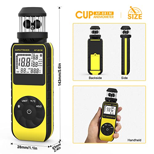 Pocket Anemometer, Handheld Anemometer Update Wind Meter with 360°Rotation any wind Direction