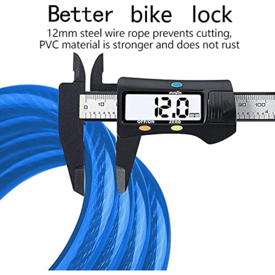 REHKITTZ Bike Lock Bicycle Locker Combination 5 Digit 120cm/12mm Long Cycle Cable Locks Bikes Chain High Security for E-Bike Mountain Bike Outdoor Ski Gate Accessories