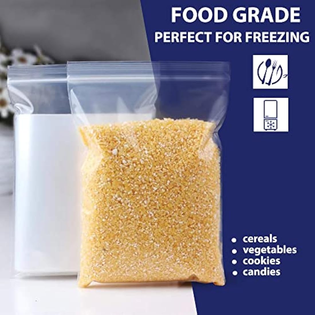 100 Grip Seal Bags 12.75" x 12.75" | Reusable Strong Zip Lock | Clear Resealable Plastic Bags | Polythene Packaging for Food Storage, Jewellery - by Sabco (12.75" x 12.75")