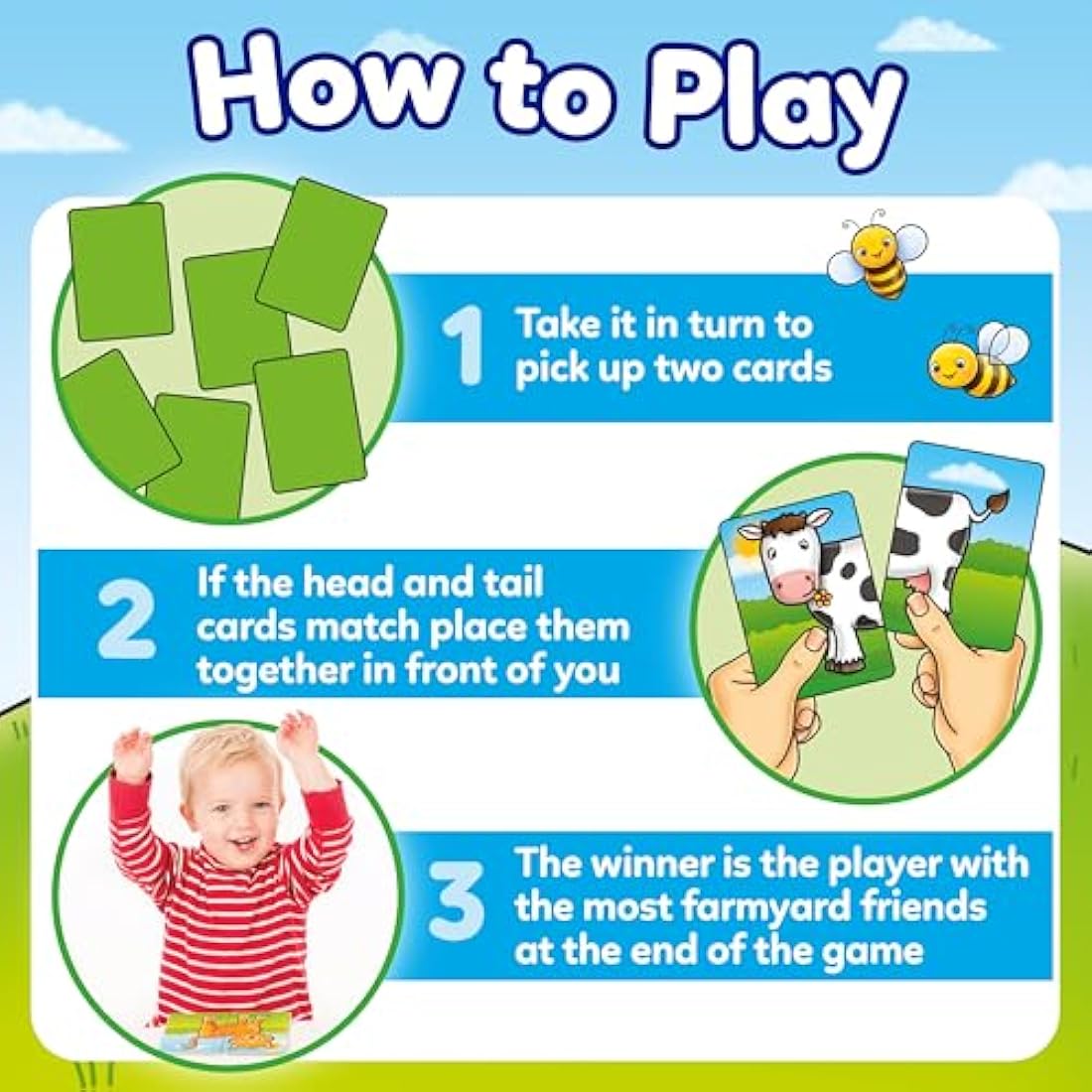Orchard Toys Farmyard Heads and Tails Game, Memory & Matching Pairs Card Game, Educational Games and Toys for Toddler and Preschool, 18-Month-Old and Up