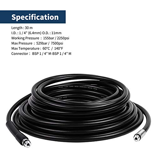 DERASL 30M High Pressure Washer Drain Hose Cleaning Kit - Compatible with Karcher K2-K7 and LAVOR Series, Includes Adapter