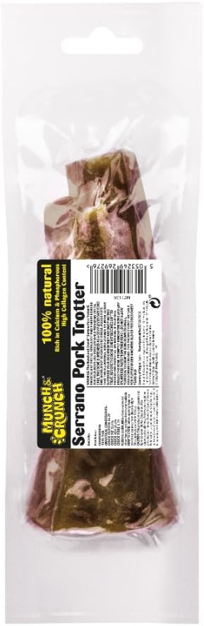 Munch & Crunch Dog Treat Serrano Pork Trotter Meaty Bone 300g, best before 01/28