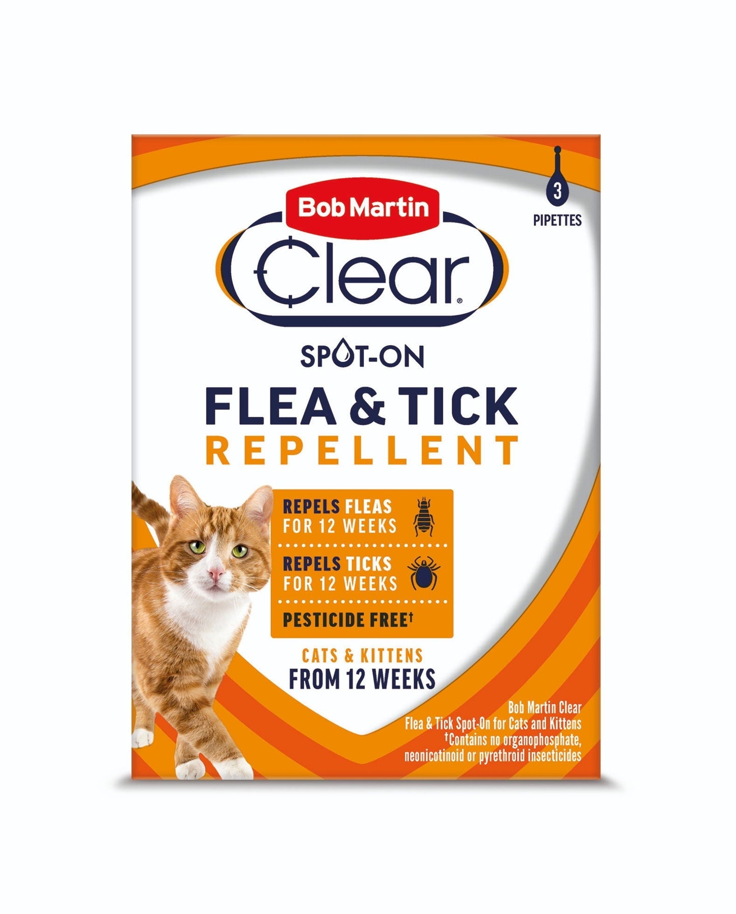 Bob Martin Clear Cat Spot On 12 Weeks Peticide Free - Case of 10