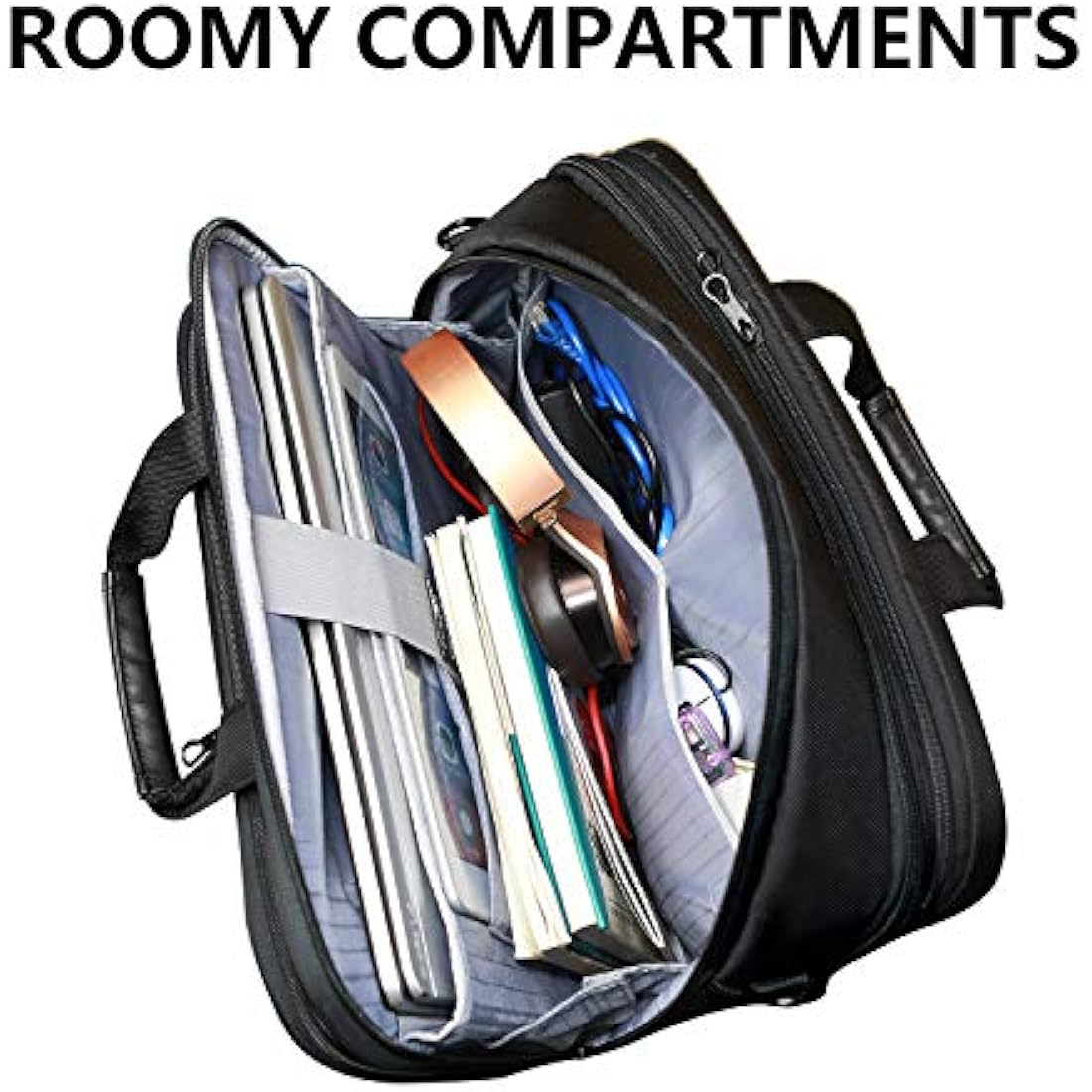 KROSER Laptop Bag XXL Laptop Briefcase Fits Up To 18 Inch Laptop Water-Repellent Light Weight Gaming Computer Bag Shoulder Bag Expandable Capacity For Travel/Business/School/Men-Black
