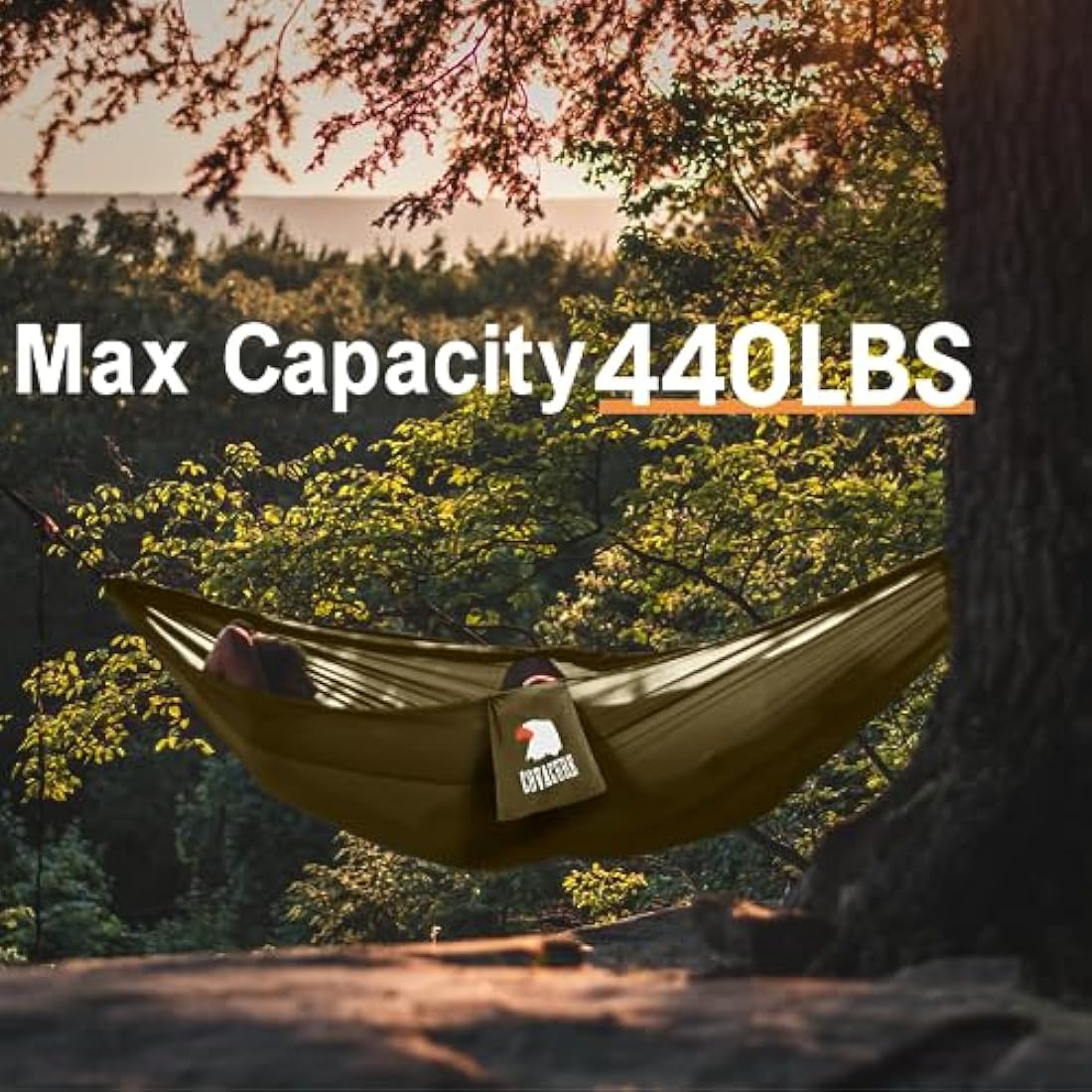 COVACURE Camping Hammock with Mosquito Net, Ultralight 210T Parachute Nylon with Two 10FT Tree Straps for Outdoor Camping Accessories