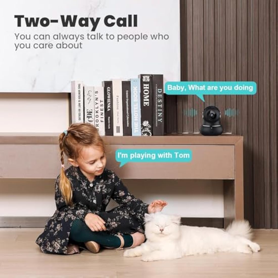 litokam Little elf Smart Camera, 2K Indoor Security Camera with 360° Motion Tracking, Pet Camera Night Vision, [2025 New] House Cameras for Pet/Nanny, WiFi Camera Two-Way Audio, Work with Alexa