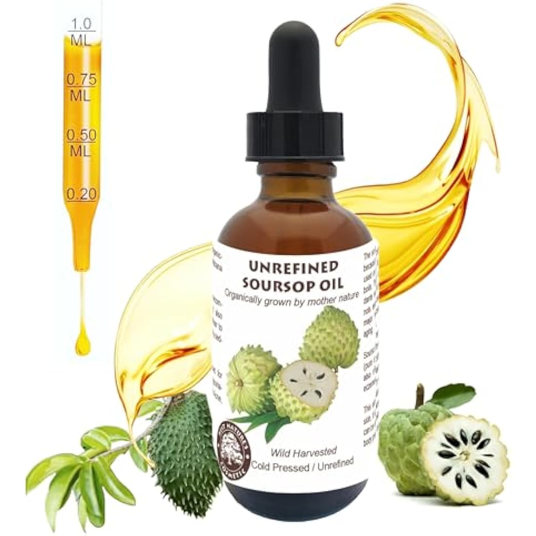 Virgin Organic Soursop Oil (Graviola/Guanabana) – Cold Pressed, Unrefined, Undiluted, 4 fl oz 120ml | Skin & Hair Care