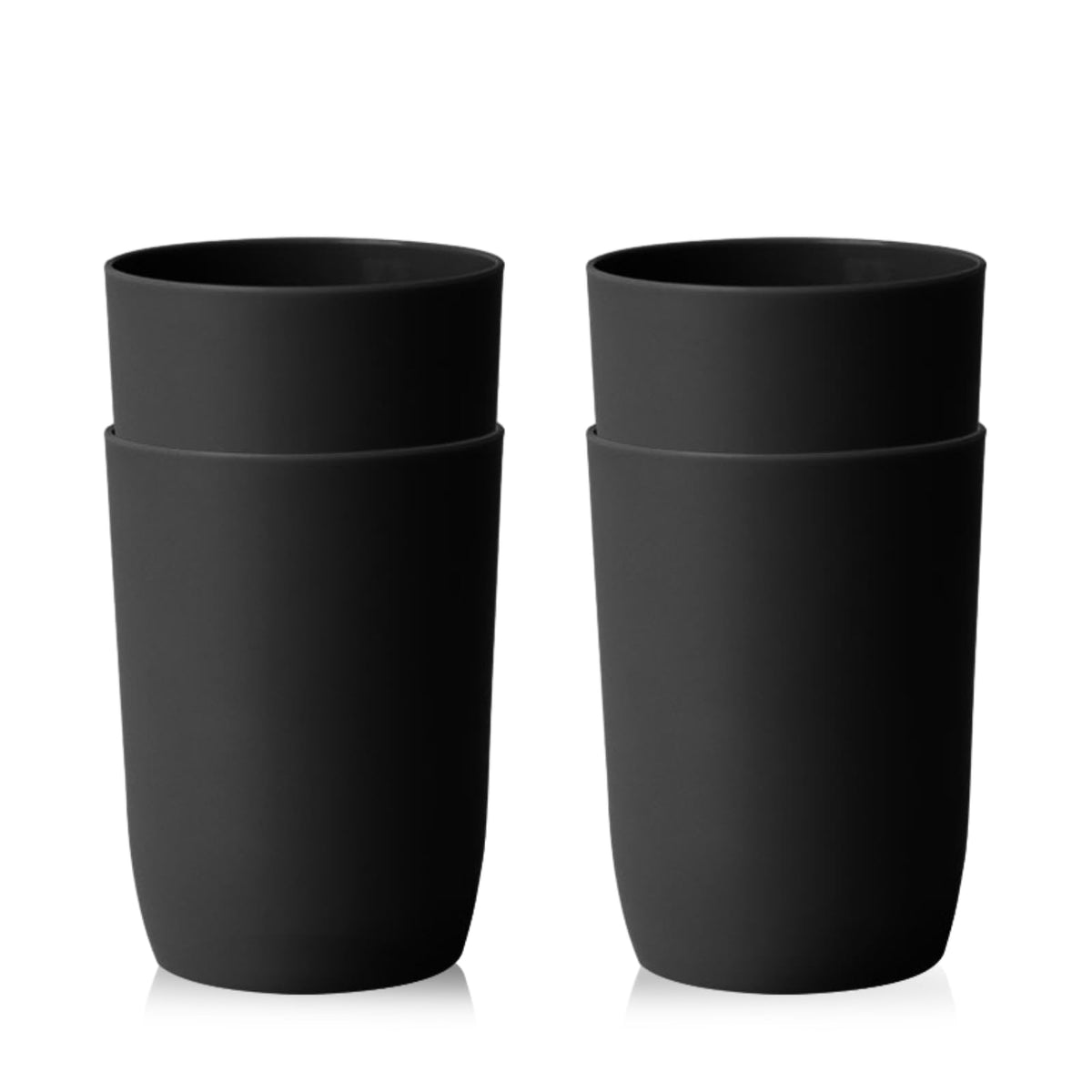 Qulable Plastic Cups Reusable Unbreakable Tumblers, Set of 4 Travel Mugs, Mouthwash Bathroom Cup Stackable, Plastic Water Cup 280ml for Adults Kids