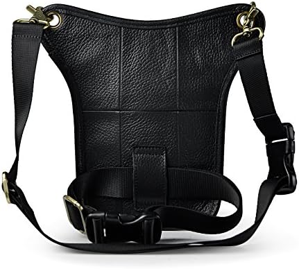 Le'aokuu Mens Genuine Leather Messenger Shoulder Bag Waist Bag Pack Drop Leg Bag Motorcycle 833