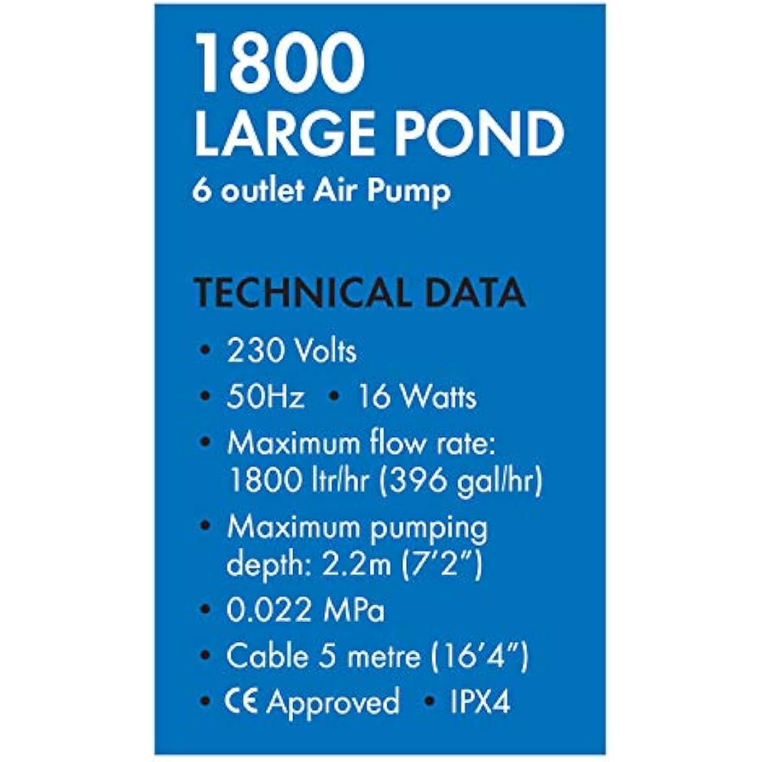 Blagdon Pond Oxygenator 1800, 6 Outlet Air Pump for Ponds Up to 10,000 Litres (Koi Ponds Up to 5,000 Litres), Suitable for Aeration and Oxygenation in Hydroponic and Aquaponic Systems, Green