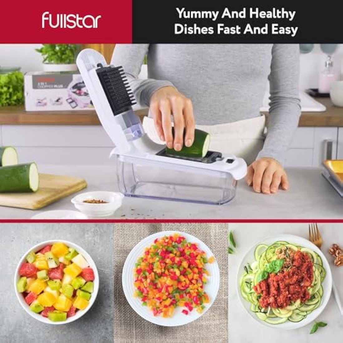 Vegetable Chopper Vegetable Cutter - Veggie Onion Salad Food Chopper Manual - Potato Chipper - Veg Chopper and Dicer - Kitchen Tools & Gadgets (2-in-1 White)