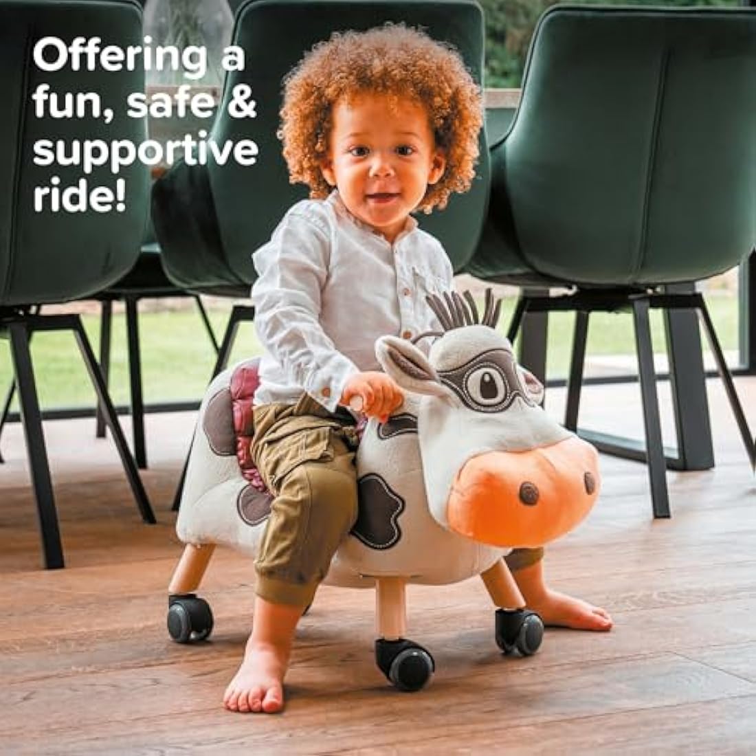 Little Bird Told Me - Moobert Cow Award Winning Ride On Toy for Toddler 12+ Months Unisex - Soft Animal Toy on Wheels, Wooden Frame, Wipe Clean Supportive Seat - British Brand Since 2007