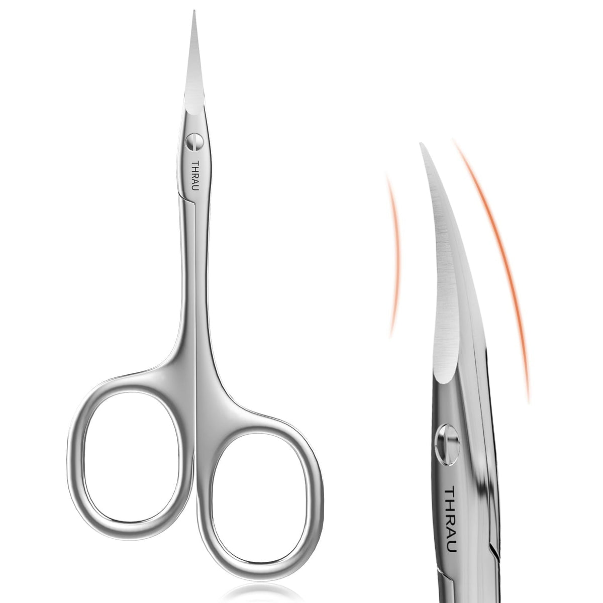 THRAU Right Handed Cuticle Scissors Extra Fine Curved Cuticle Cutter for Manicure Pedicure, Small Scissors Precise Pointed Tip Cuticle Trimmer