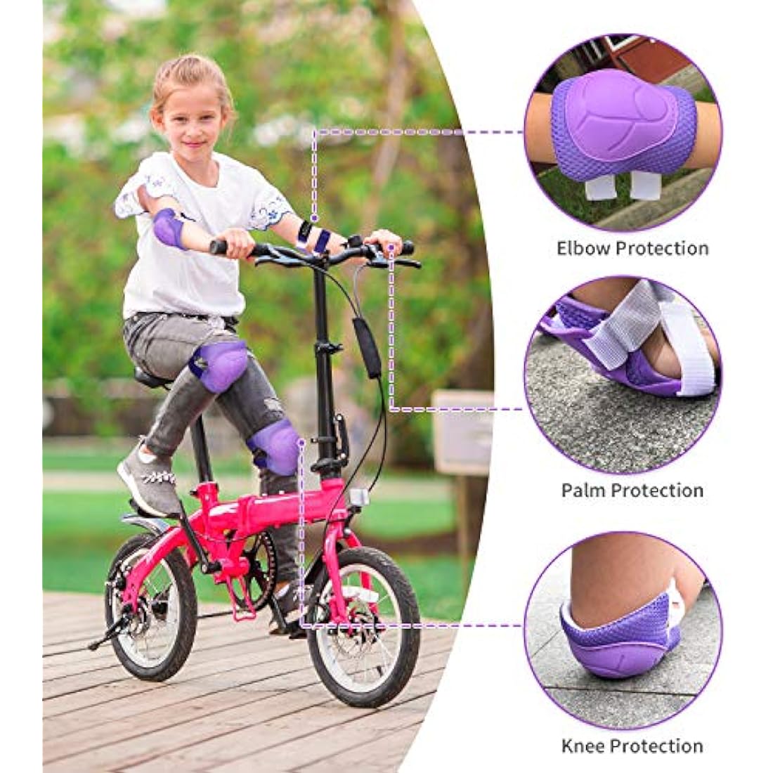 RUNDONG Kids/Youth Knee Pads Elbow Pads Wrist Guards 3 in 1 Protective Gear Set for Child Roller Skates, Cycling, Inline Skating, Scooter Skateboard, BMX Bike, Riding, and Multiple Outdoor Sports