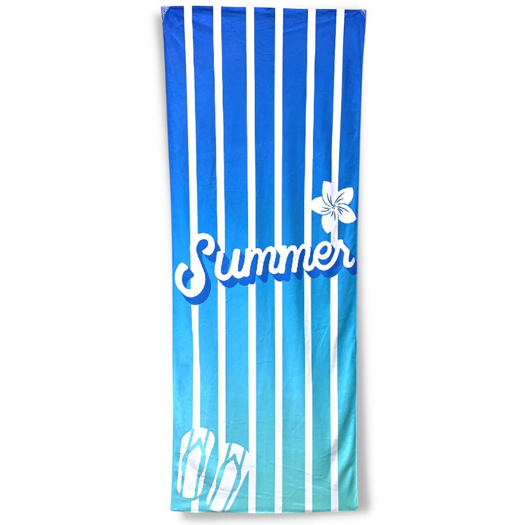NARAMAKI Large Beach Towel 70 x 190 cm in High Quality Microfibre – Pool Beach Towel with Unique Tropical Design – Made in Italy (Light Blue)