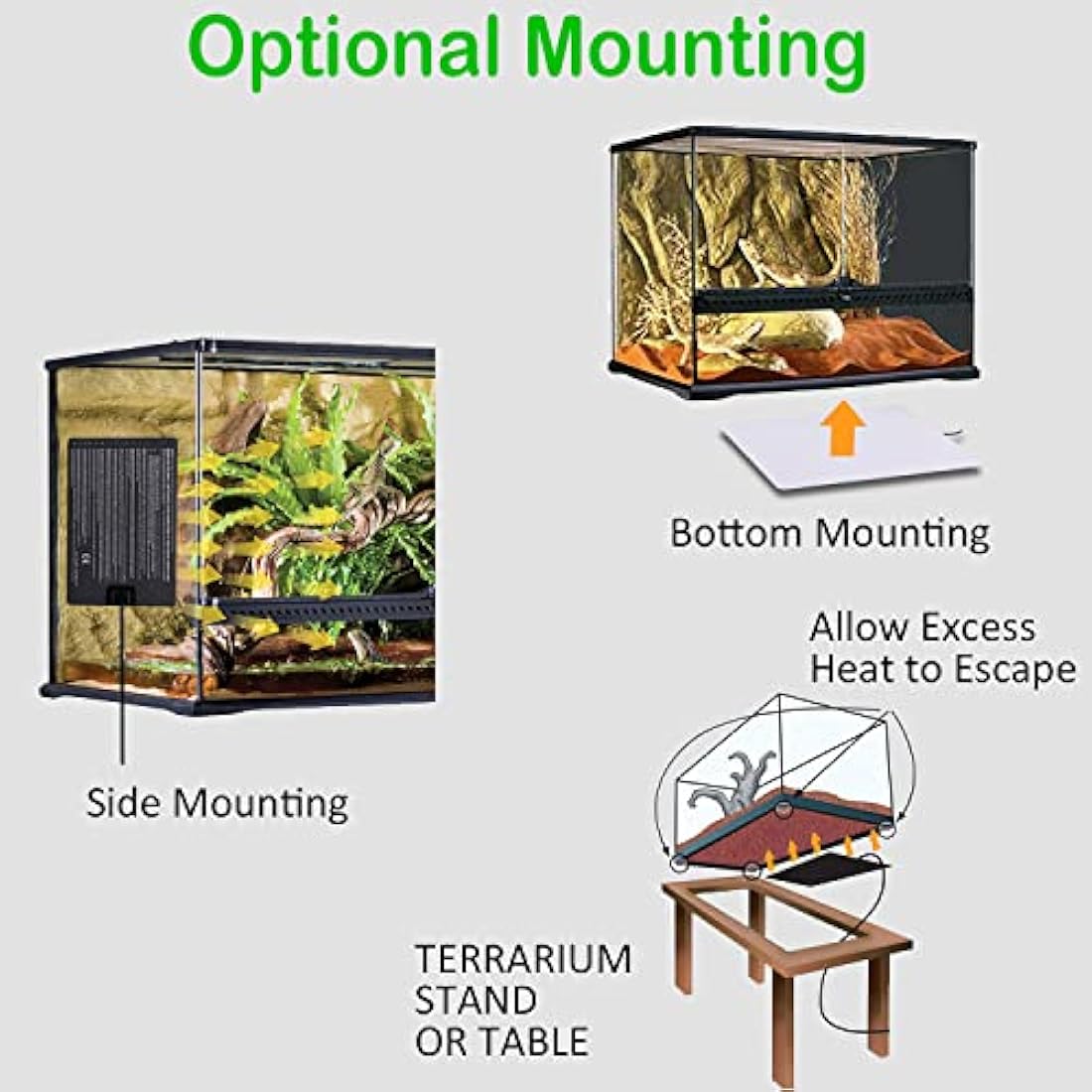 DERNORD Heat Mat with Thermostat - 8W Heat Mat Reptile and Digital Thermostat Combo Set for Snake Vivarium Bearded Dragon Lizard Tank