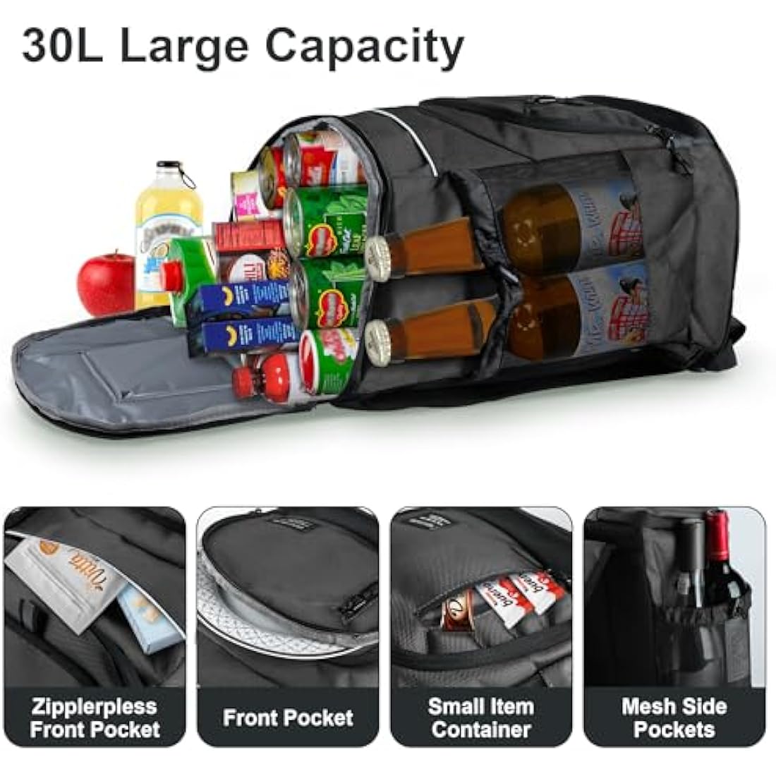 Outplea 30L Cooler Backpack, 36 Cans Insulated Soft Cooler Bag with Top Easy Access Pocket, Leak Proof Picnic Backpack for Beach Travel Camping BBQ