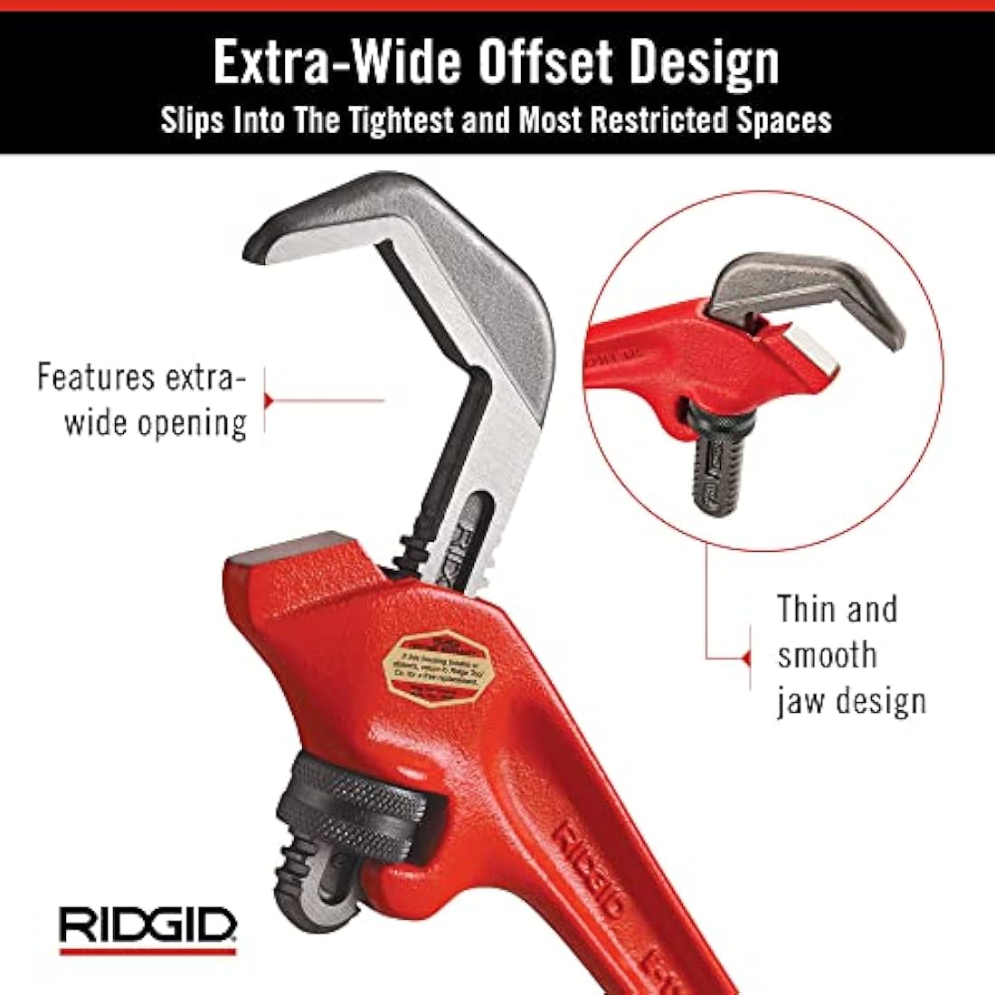 RIDGID 31305 Model E-110 Hex Wrench, 9-1/2-inch Offset Hex Wrench,Red, Black