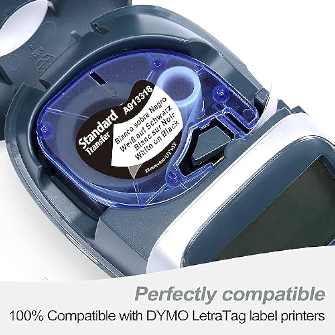 Wonfoucs Compatible with Dymo Letratag Label Tape White on Black 913318, Replacement for Dymo Plastic Label Tape for Dymo LT-100H LT-100T LT-110T 200B QX50 XR 2000 Label Maker Tape, 5-Pack