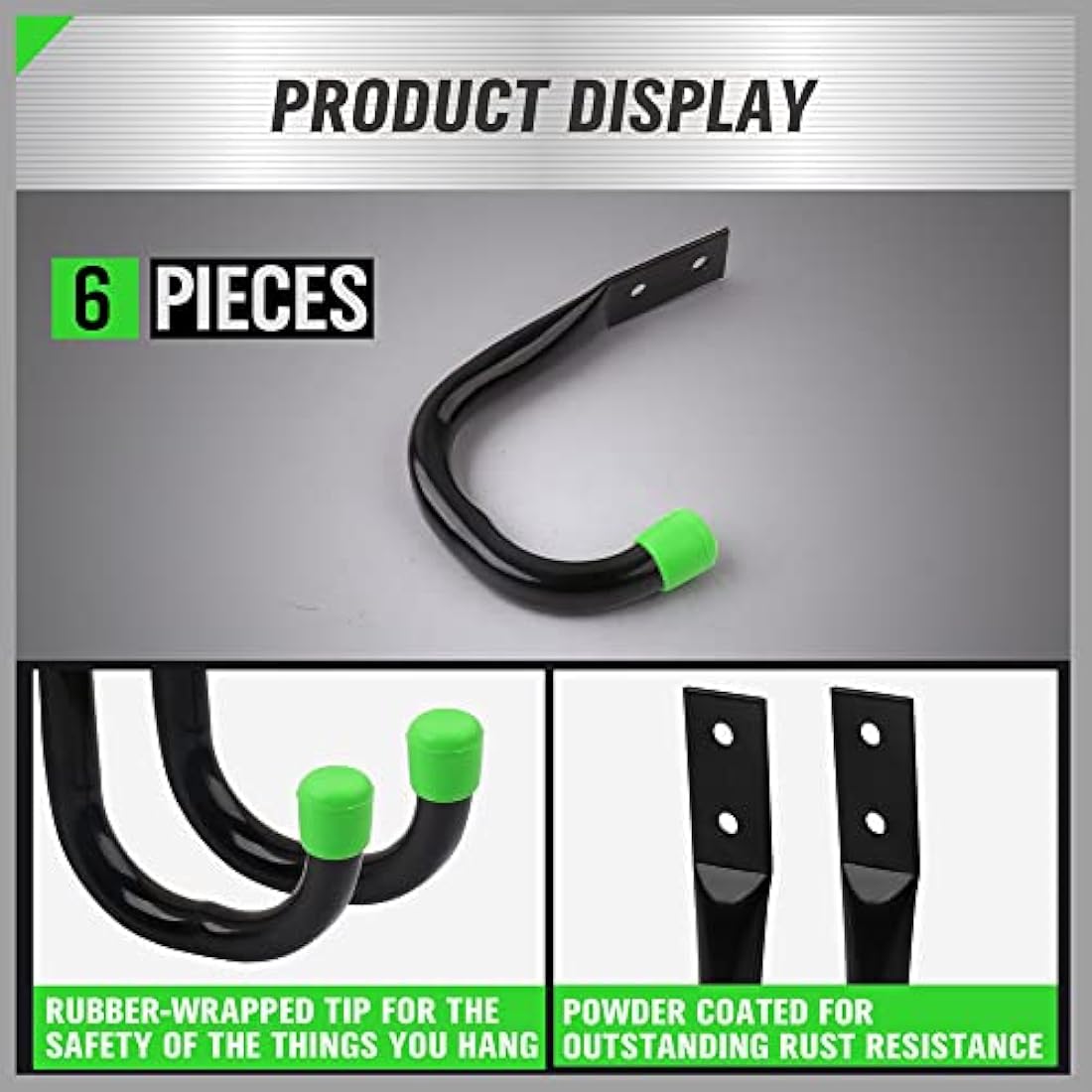 SWANLAKE Heavy Duty Garage Storage Utility Hooks, Utility Hooks for Garage Wall,Color Black (6pcs)-H12CM*L8.9CM