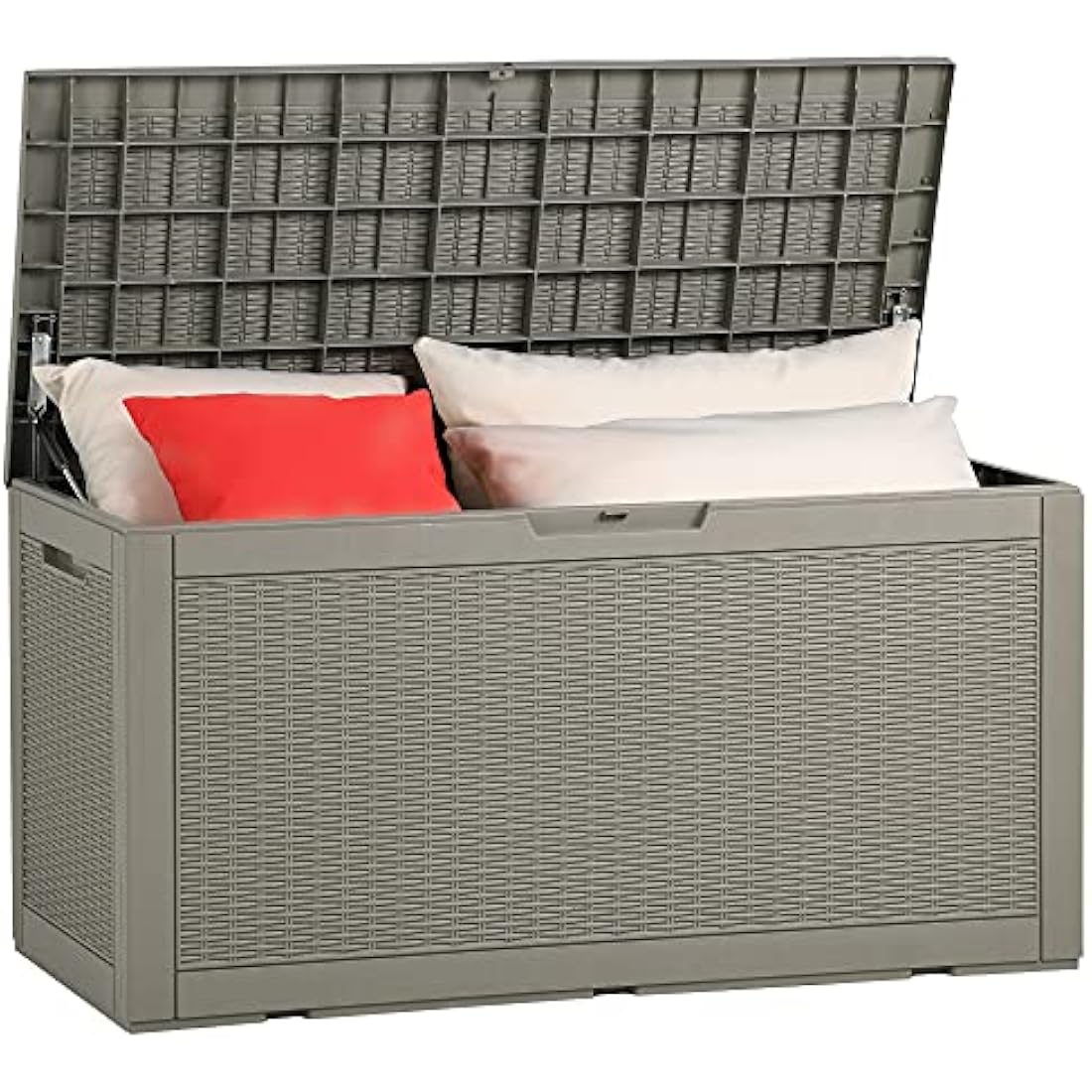 YITAHOME Garden Storage Box Waterproof, 380L Large Outdoor Storage Box with Lid, Lockable Patio Deck Boxes with Handles for Garden Tools Cushion Pillows Pool Supplies,120 x 53 x 63cm, Light Brown