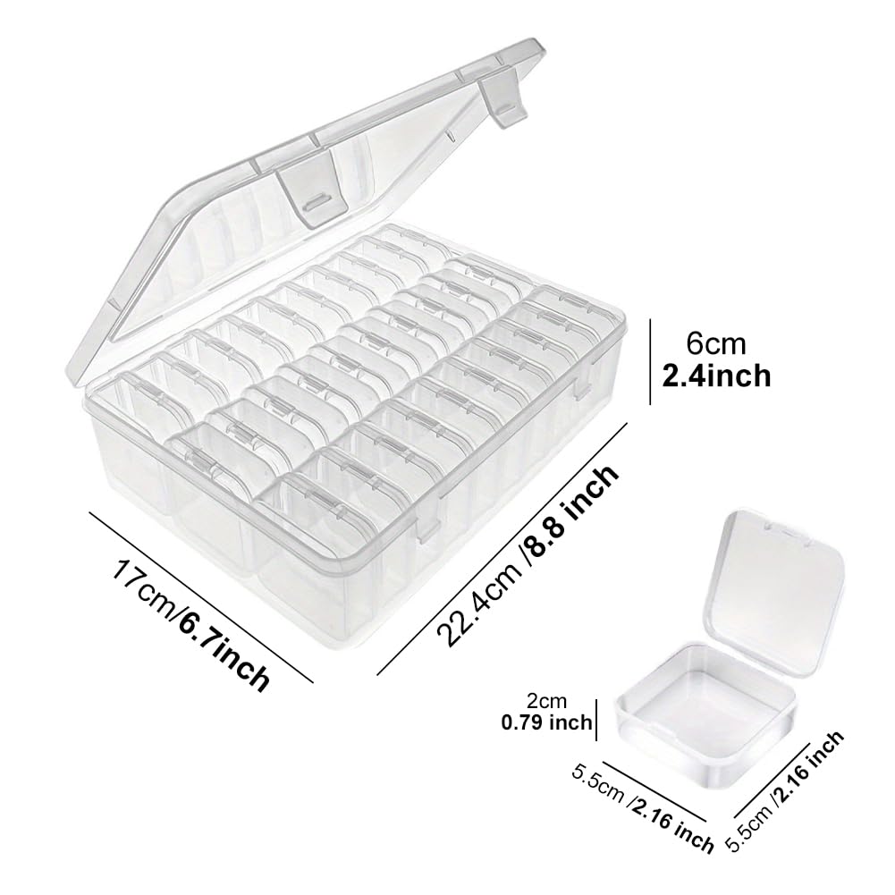 Pixaro Small Plastic Craft Storage Boxes, 30Pcs Bead Organiser Storage Box, Diamond Art Organiser Box, Clay Beads Craft Storages Boxes for Beads