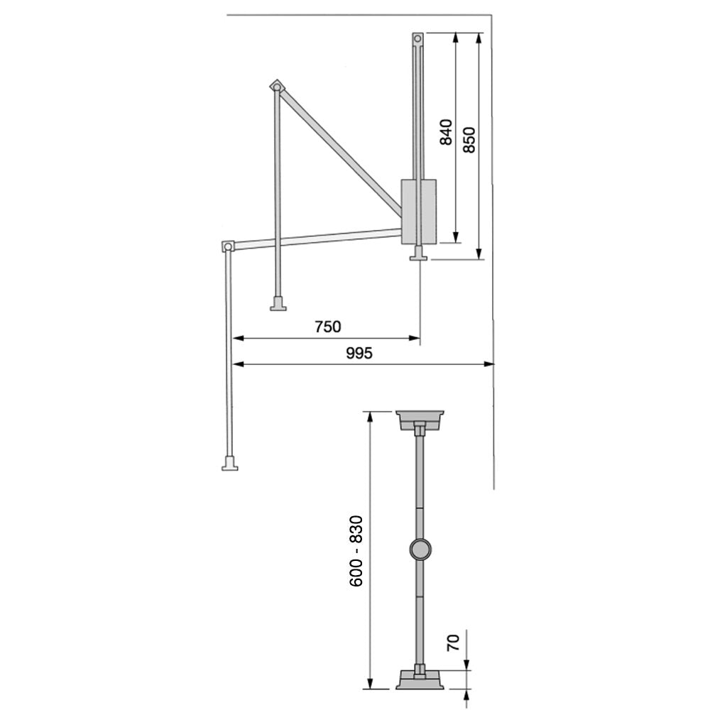 Emuca - Hang Pull Down Wardrobe Rail Lift, Adjustable Width 600-830mm (23,6-32,6 inch), Chrome Finish