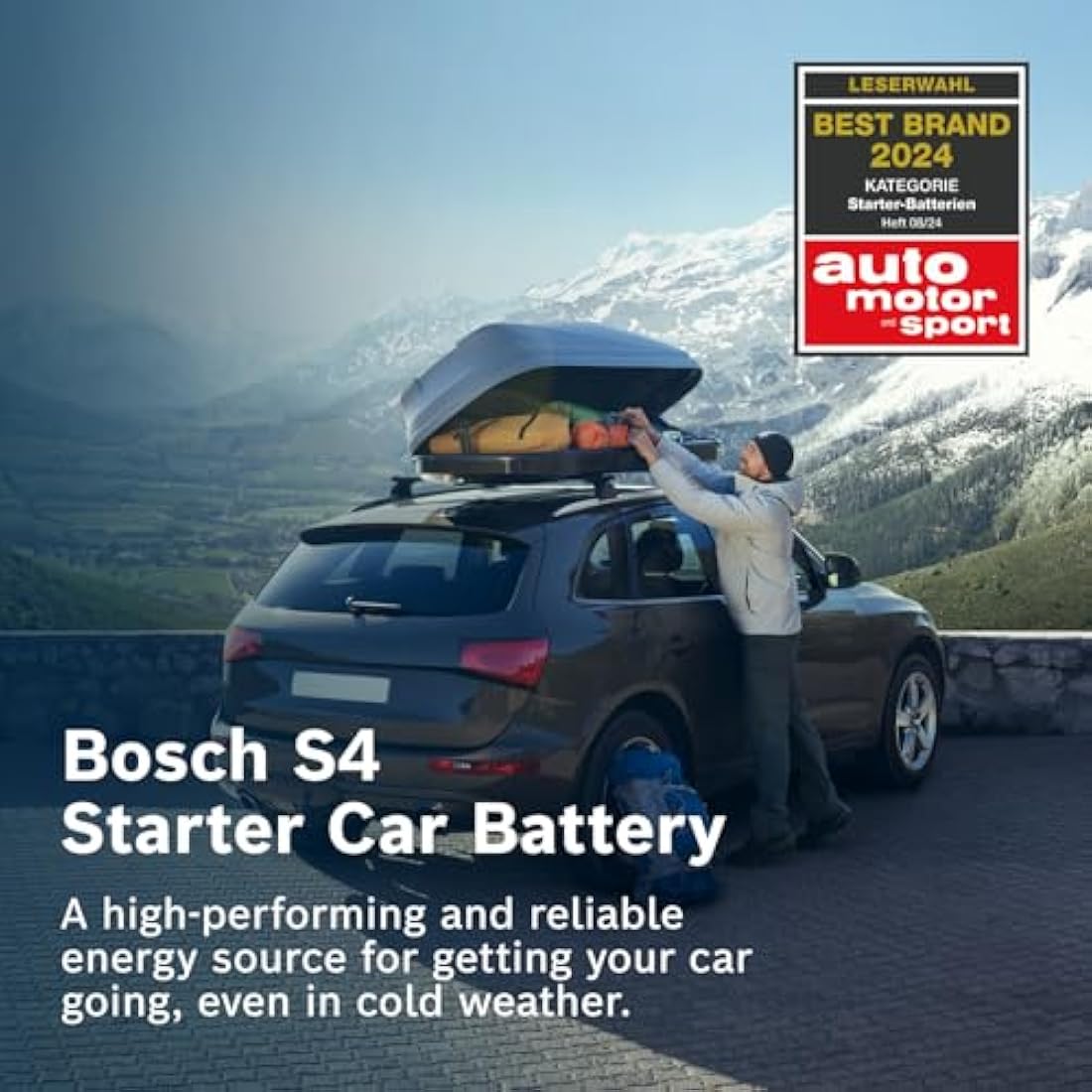 Bosch S4 008 Car Battery 74 A/h - 680 A - 12 V Battery, Type 096, Lead-acid for Non-Start/Stop Vehicles, Left (-) Right (+), 278 x 175 x 190 mm