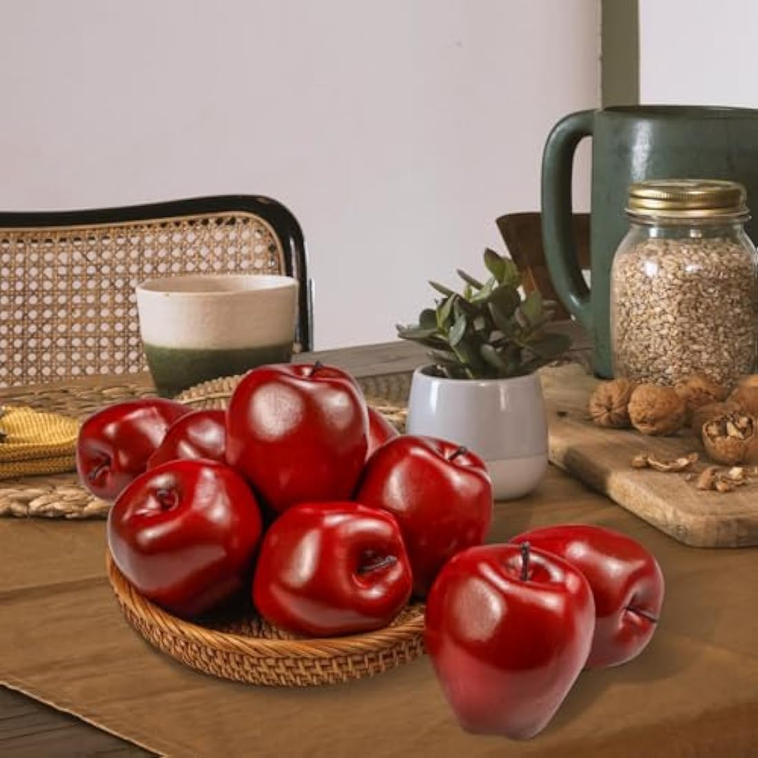 Lorigun Artificial Apples Fake Fruits Red Delicious Apples For Decoration, Decorative Fruit, Faux Big Red Apples 6 Pcs