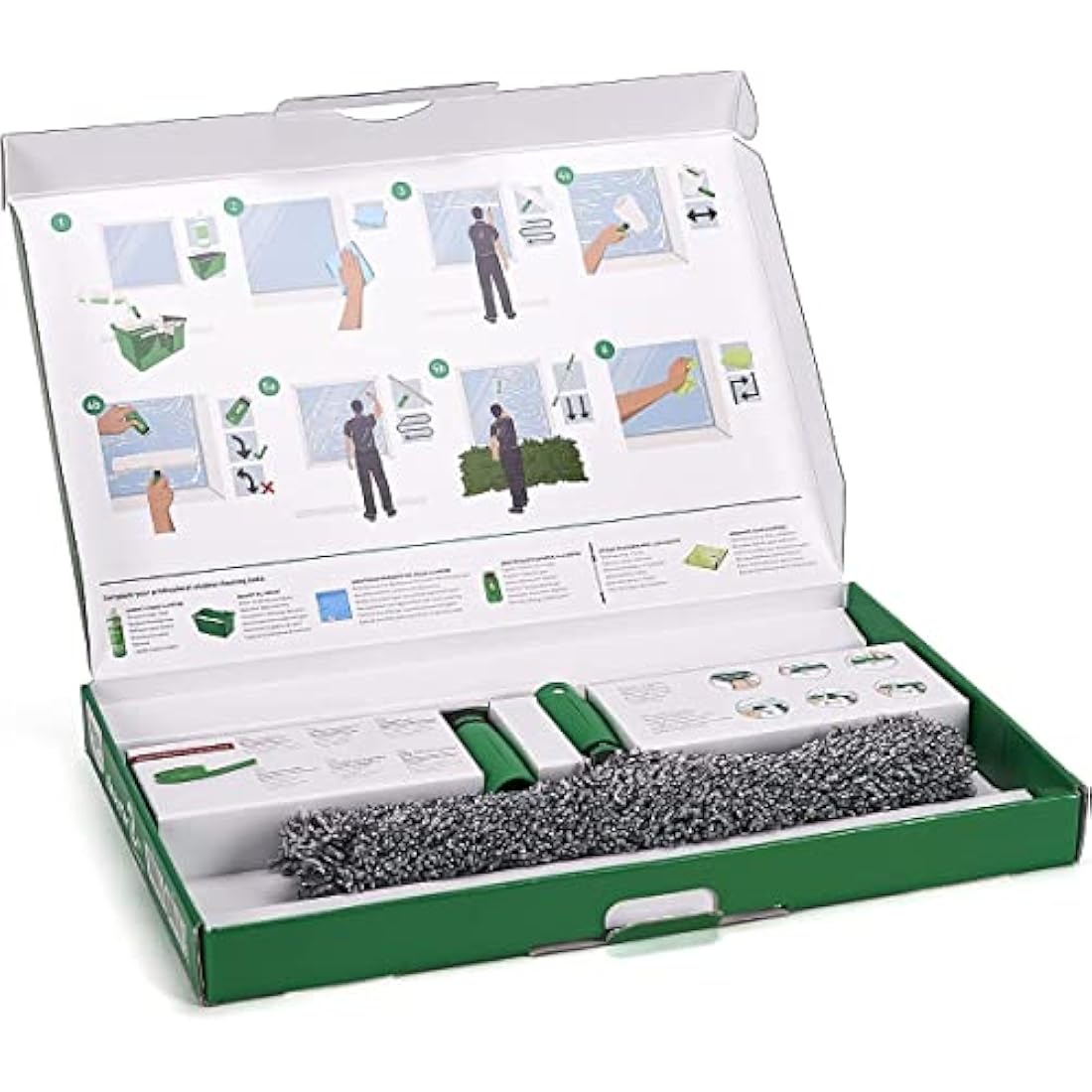Unger AK011AUNGER ErgoTec 2-in1 Window Cleaner Starter Kit - Squeegee & Microfibre Power Washer Sleeve,Green,35cm