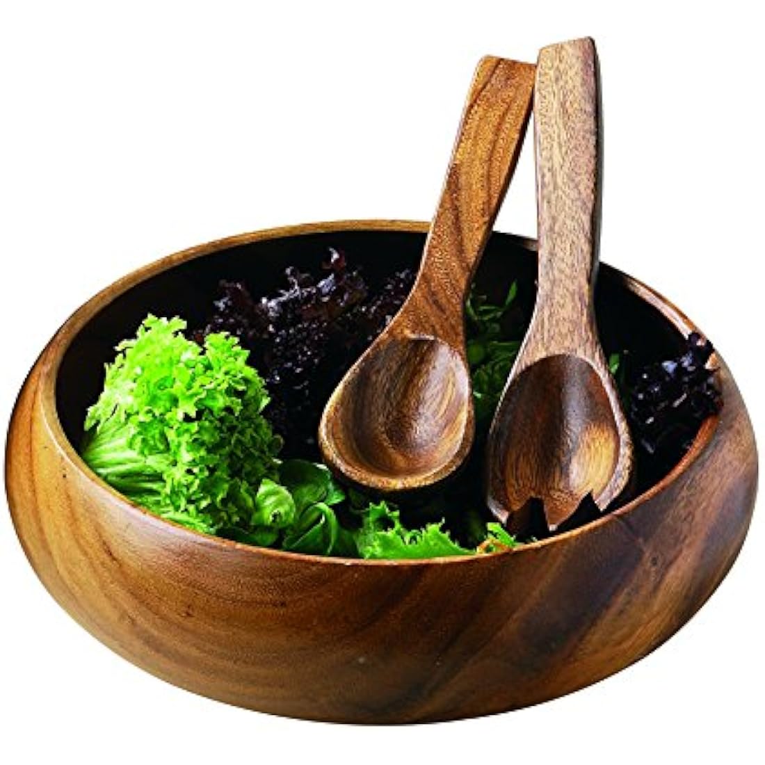 Premier Housewares Acacia Wood Salad Bowl Large Hand Carved Salad Bowl,26 x 26 x 8 cm