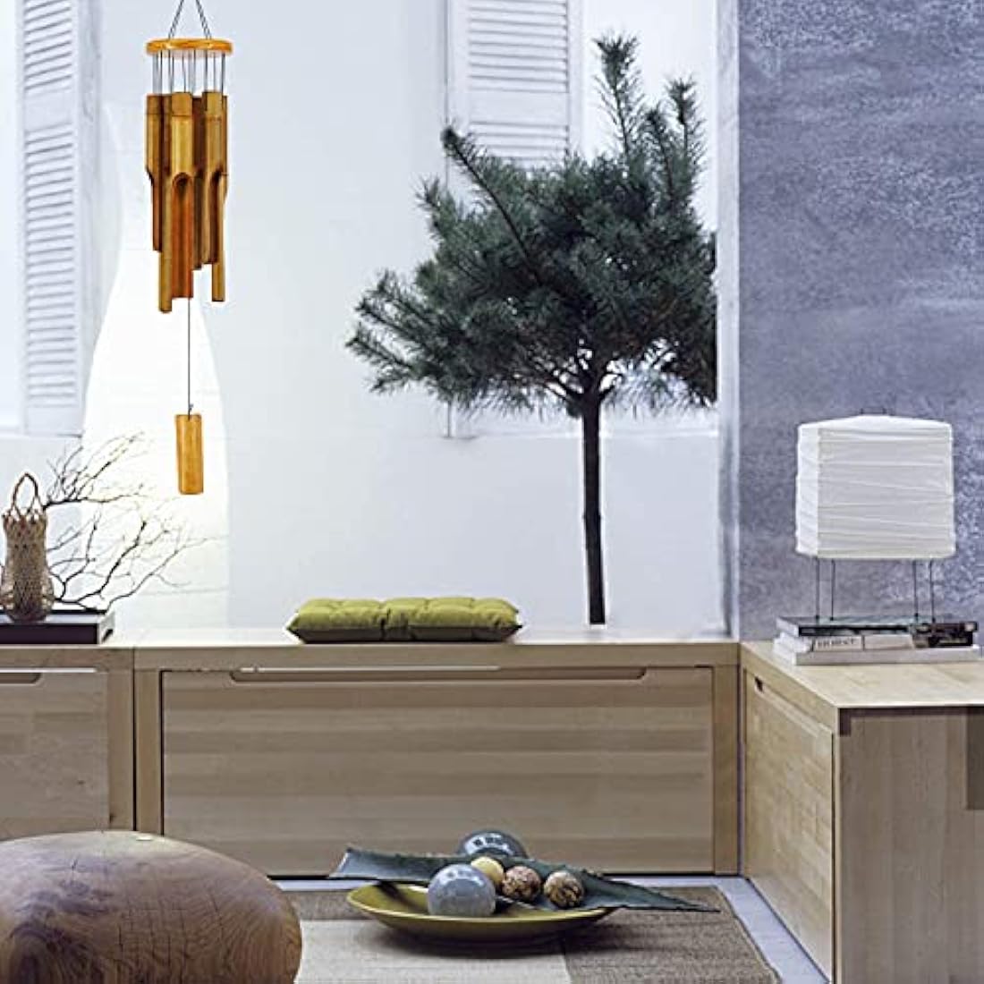 Bamboo Wind Chimes Outdoor,Wooden Wind Chimes with Melody Deep Tone,30" Classic Zen Garden Windchime for Relaxation, Grace.Home Décor for Patio, Garden or Indoor