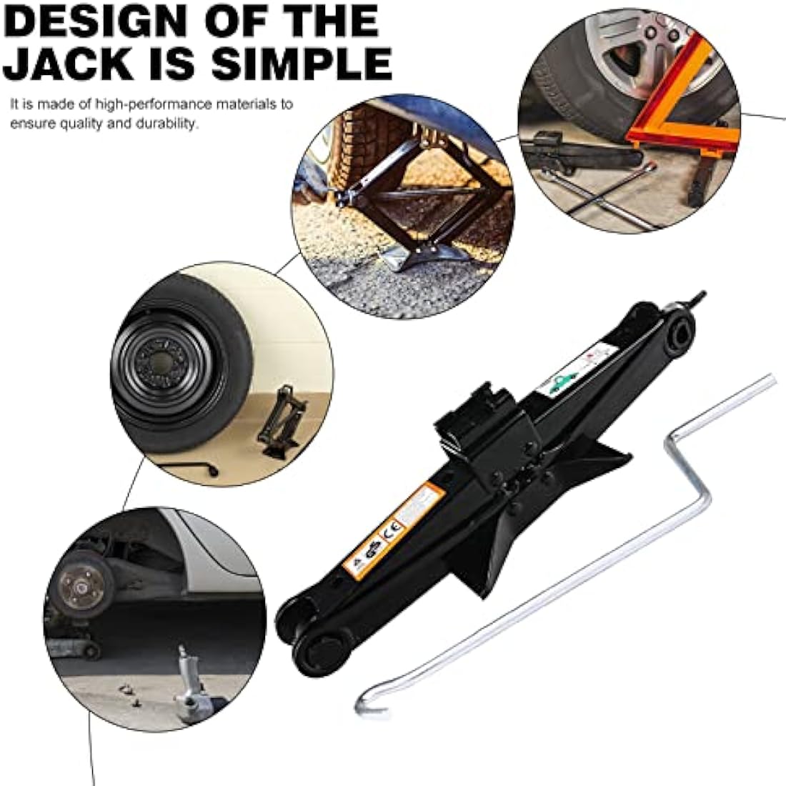 Scissor Jack 2T with Crank Handle, Caravan Jack Automobile Car Scissor Lift Jack, 2 Ton Steel Car Jack Emergency Car Tyre Repair Changing Tool for Van Ford/Mercedes-Benz/Peugeot/Renault/Citroen