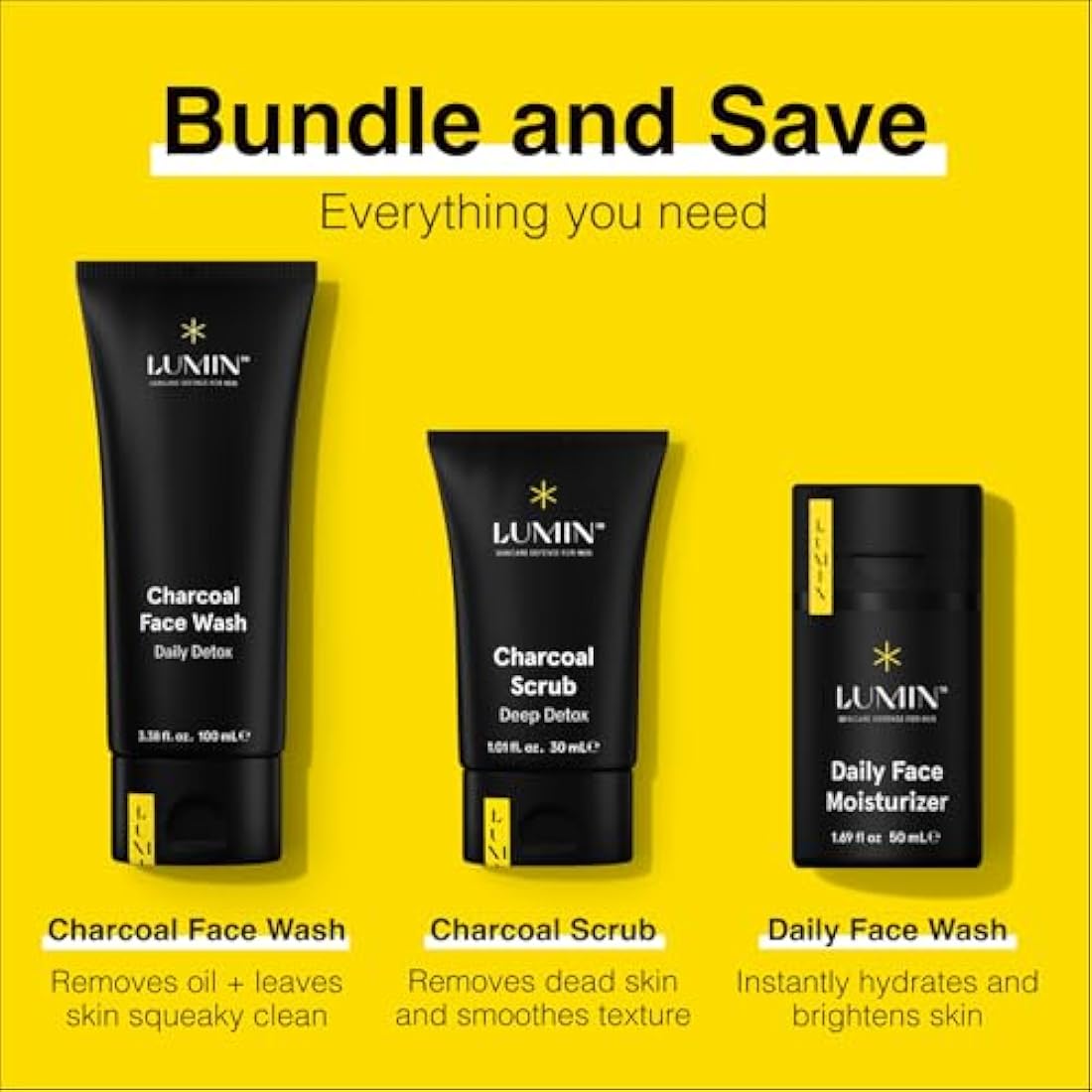 Lumin - Smooth Operator Detox Trio - Mens Skin Care Kit, Mens Face Care Kit for Men, Skincare Kit for Men, Skin Care for Men Gift Set, Face Skin Care for Men, Mens Facial Care
